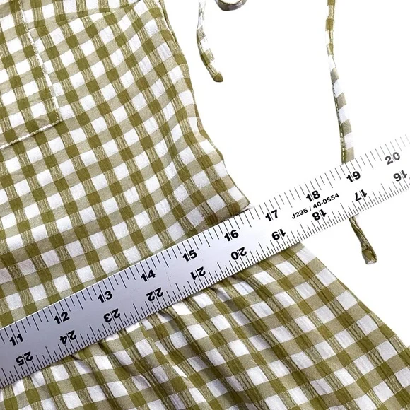 Topshop Tie Sleeve Gingham Mini Dress in Khaki, Size 4 Item 103394573 - Picture 9 of 13